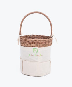 Eco Friendly Round Rattan Food Bread Picnic Basket With Handle Also Woven Kitchen Basket Decor