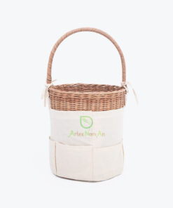 Eco Friendly Round Rattan Food Bread Picnic Basket With Handle Also Woven Kitchen Basket Decor
