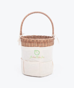 Eco Friendly Round Rattan Food Bread Picnic Basket With Handle Also Woven Kitchen Basket Decor