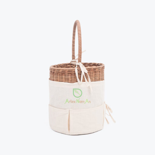 Eco Friendly Round Rattan Food Bread Picnic Basket With Handle Also Woven Kitchen Basket Decor