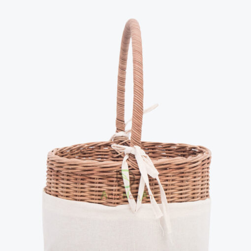 Eco Friendly Round Rattan Food Bread Picnic Basket With Handle Also Woven Kitchen Basket Decor