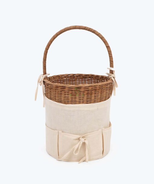 Eco Friendly Round Rattan Food Bread Picnic Basket With Handle Also Woven Kitchen Basket Decor