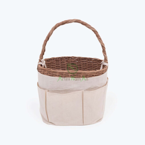 Oval Rattan Storage Picnic Kitchen Basket With Cotton Cover R 09 05 170 02