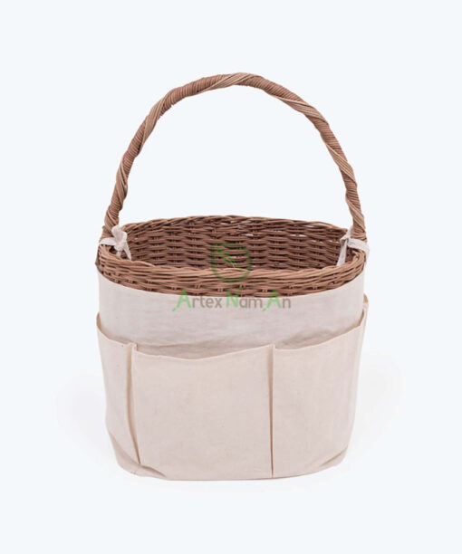 Oval Rattan Storage Picnic Kitchen Basket With Cotton Cover R 09 05 170 02