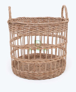 Natural Woven Rattan Laundry Storage Open Weave Basket With Handles Wholesale