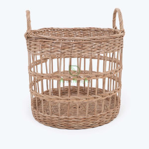 Natural Woven Rattan Laundry Storage Open Weave Basket With Handles Wholesale