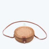 Handwoven round rattan vintage trellis pattern/straw tote bag/straw bag
