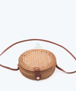Handwoven round rattan vintage trellis pattern/straw tote bag/straw bag