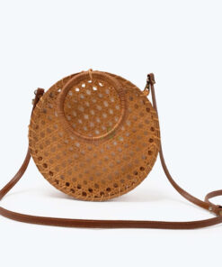 Handmade Round Rattan Handbags For Women Also Woven Shoulder Beach Bag Purse