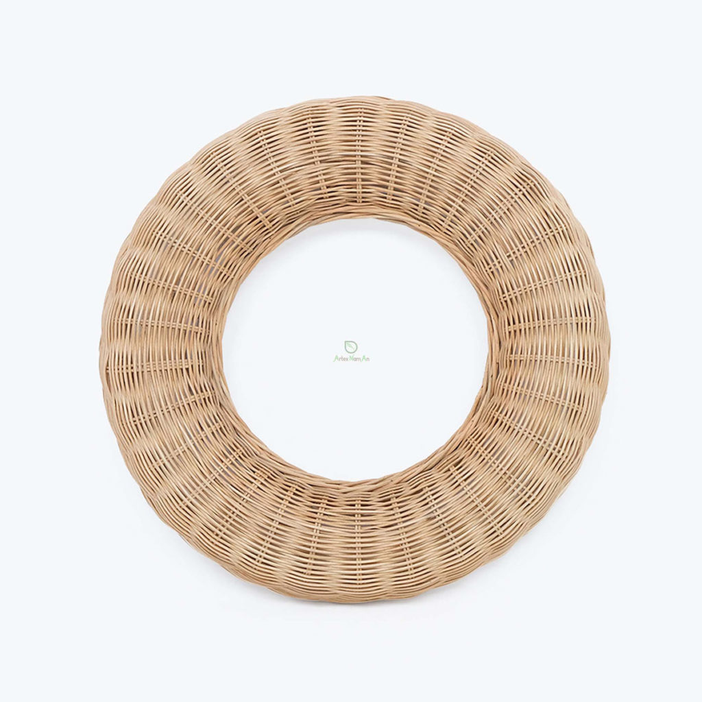Handwoven round rattan decorative wall mirror for home decor