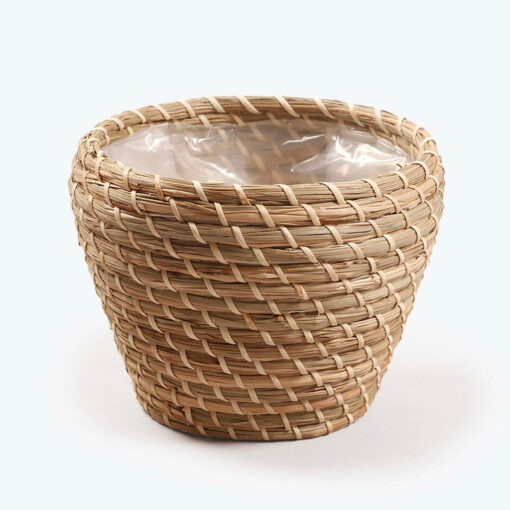 Round Coiled Seagrass Succulent Planter Pot SG 09 16 026 1