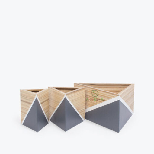 Eco Friendly Bamboo Triangle Indoor Flower Pots & Planters For Home Decor