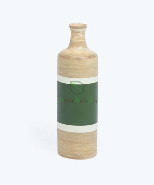 Natural green spun bamboo flower vase for room decor