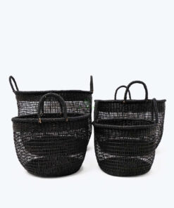 Ecofriendly Set Of 5 Natural Woven Seagrass Laundry Basket Wholesale