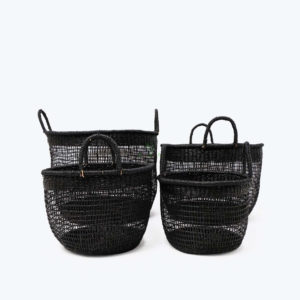 Ecofriendly Set Of 5 Natural Woven Seagrass Laundry Basket Wholesale