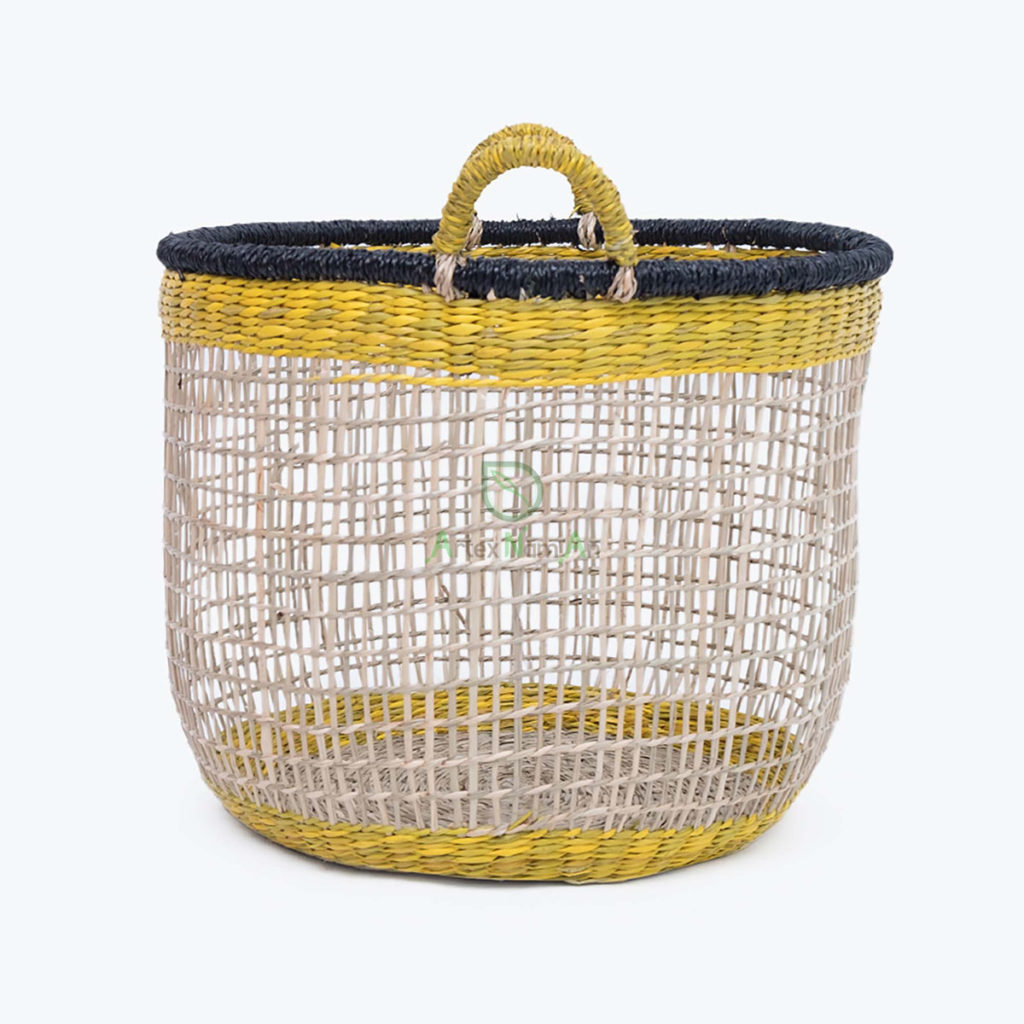 Round Woven Seagrass Laundry Basket Also Storage Basket From Vietnam
