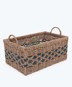 Eco Friendly Rectangular Woven Seagrass Storage Basket With handles