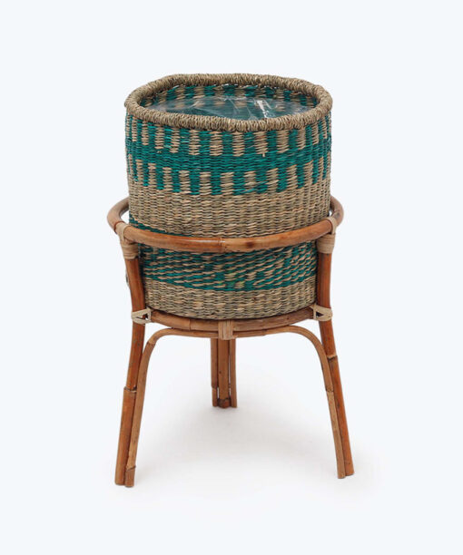 Wholesale Round Woven Seagrass Indoor Plant Pot With Stand