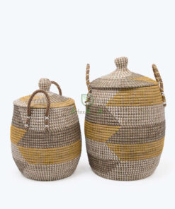 Eco friendly seagrass laundry hamper basket for home storage wholesale