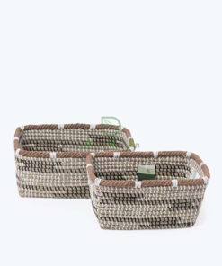 Eco friendly rectangular woven seagrass storage basket for wholesale
