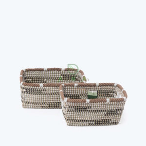 Eco friendly rectangular woven seagrass storage basket for wholesale