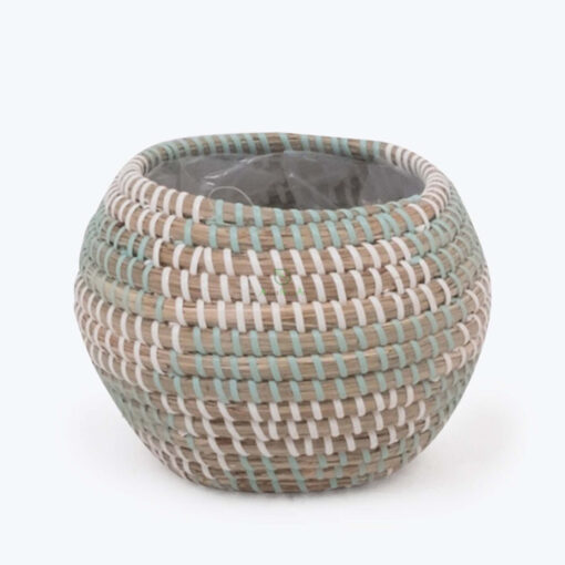 Eco Friendly Mini Round Woven Seagrass Indoor Planter Pot