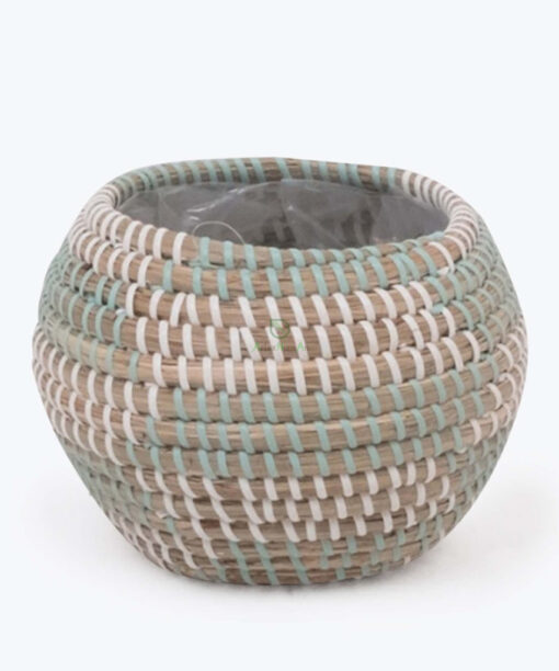Eco Friendly Mini Round Woven Seagrass Indoor Planter Pot