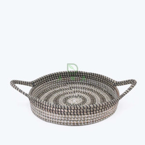 Eco Friendly Round Seagrass Storage Tray With Handles For Home Decor