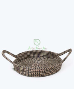 Vietnam Suppliers Natural Round Wovem Seagrass Storage Serving Tray Basket With Handles