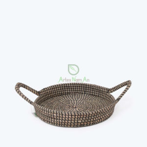 Vietnam Suppliers Natural Round Wovem Seagrass Storage Serving Tray Basket With Handles