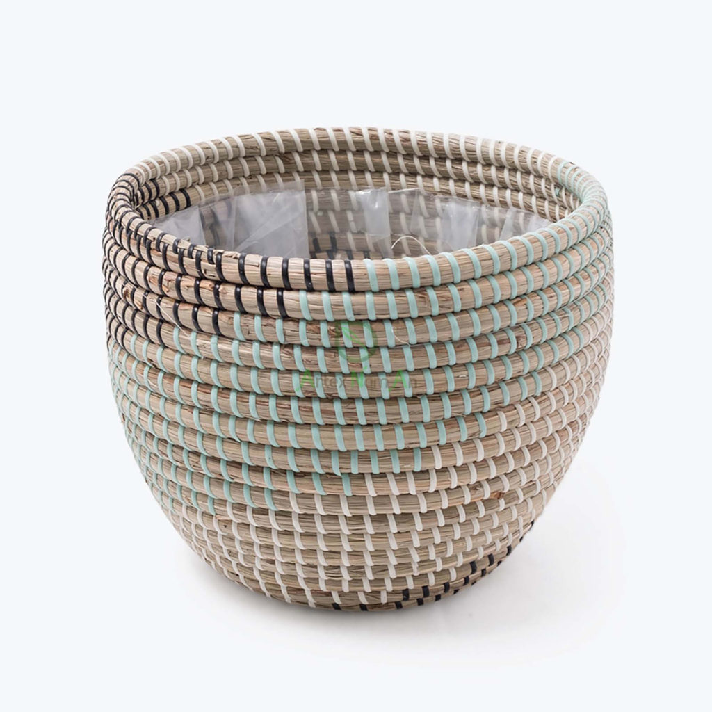 Handmade Mini Round Seagrass Pots For Plants From Vietnam