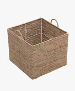 Eco-friendly Woven Cube Seagrass Clothes Storage Basket With Handle Also Toy Storage Basket