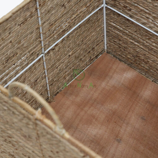 Eco-friendly Woven Cube Seagrass Clothes Storage Basket With Handle Also Toy Storage Basket