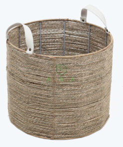 Eco friendly woven big round seagrass basket storage with Handles for Wholesale