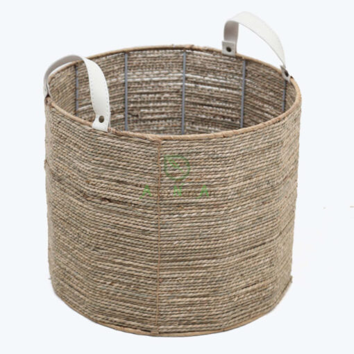 Eco friendly woven big round seagrass basket storage with Handles for Wholesale