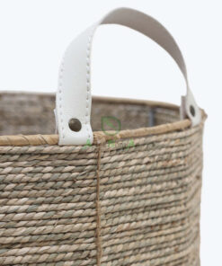 Eco friendly woven big round seagrass basket storage with Handles for Wholesale