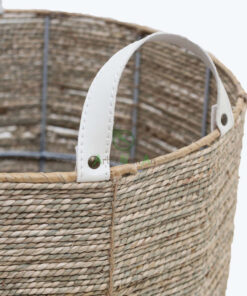 Eco friendly woven big round seagrass basket storage with Handles for Wholesale