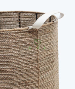 Handwoven Seagrass Round Plant Pot Stand With Leather Handles Also Indoor Planters With Iron Stand