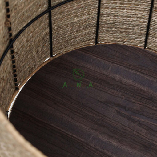 Handwoven Seagrass Round Plant Pot Stand With Leather Handles Also Indoor Planters With Iron Stand