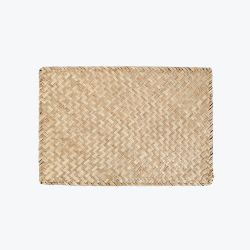 Natural rectangular woven seagrass table placemat for dining room & restaurant