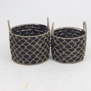 Water hyacinth woven baskets with handles wholesale