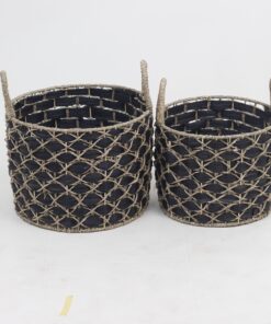 Water hyacinth woven baskets with handles wholesale