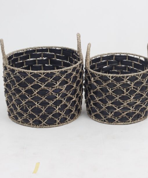 Water hyacinth woven baskets with handles wholesale