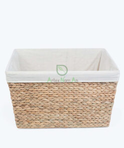rectangular water hyacinth hamper with cotton linen - w 06 05 230 01