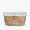 Oval Water Hyacinth Hamper With Cotton Linen