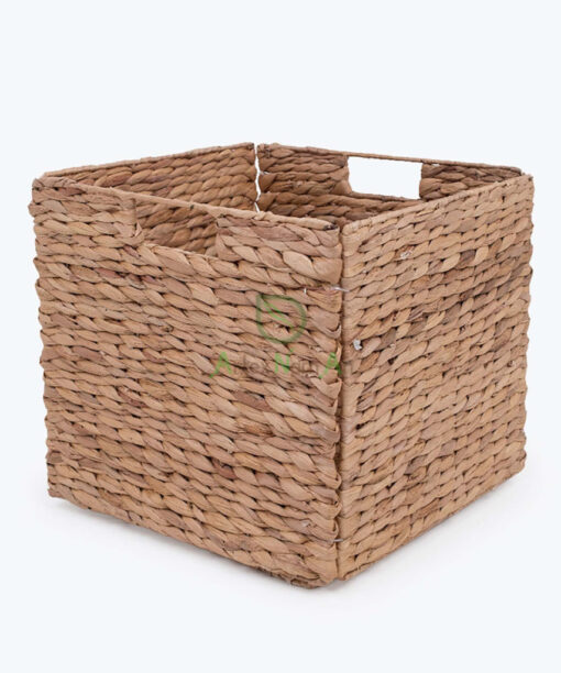 Natural Square Woven Water Hyacinth Toys Storage Basket