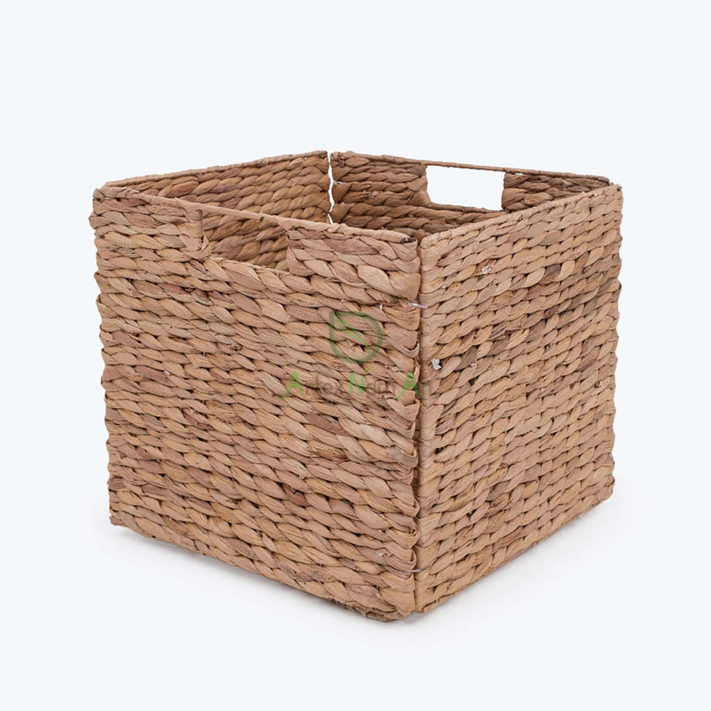 Natural Square Woven Water Hyacinth Toys Storage Basket