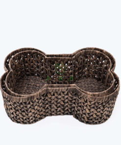 Natural Woven Water Hyacinth Bone Shape Toy Storage Basket