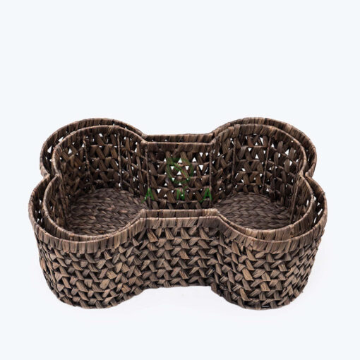 Natural Woven Water Hyacinth Bone Shape Toy Storage Basket
