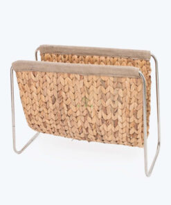 Woven Water Hyacinth Magazine Rack With Metal Frame Wholesale
